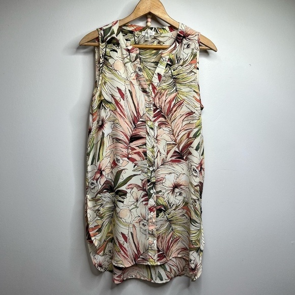 Spense‎ Tropical Floral Shirt Dress Tunic Tank Blouse Size S - Picture 1 of 8